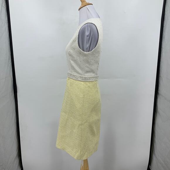 Motf Dress Womens XS Extra Small Two Tone Beaded Tweed Metallic Lined Back Zip - Picture 4 of 16